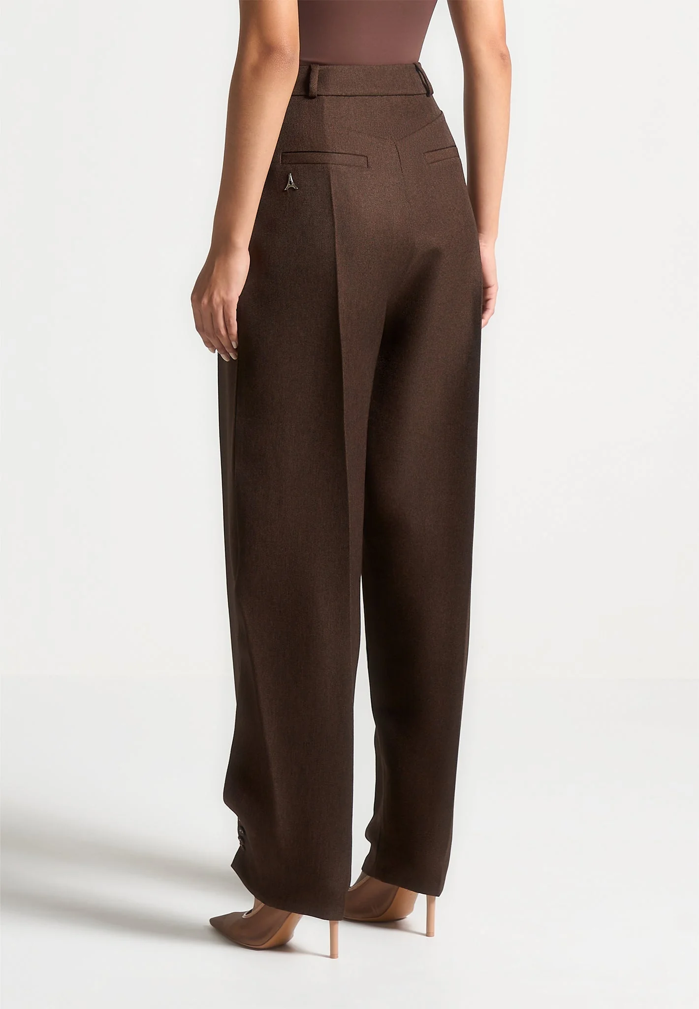 Sophie - Twist Leg Tailored Trousers - Brown - Image 4