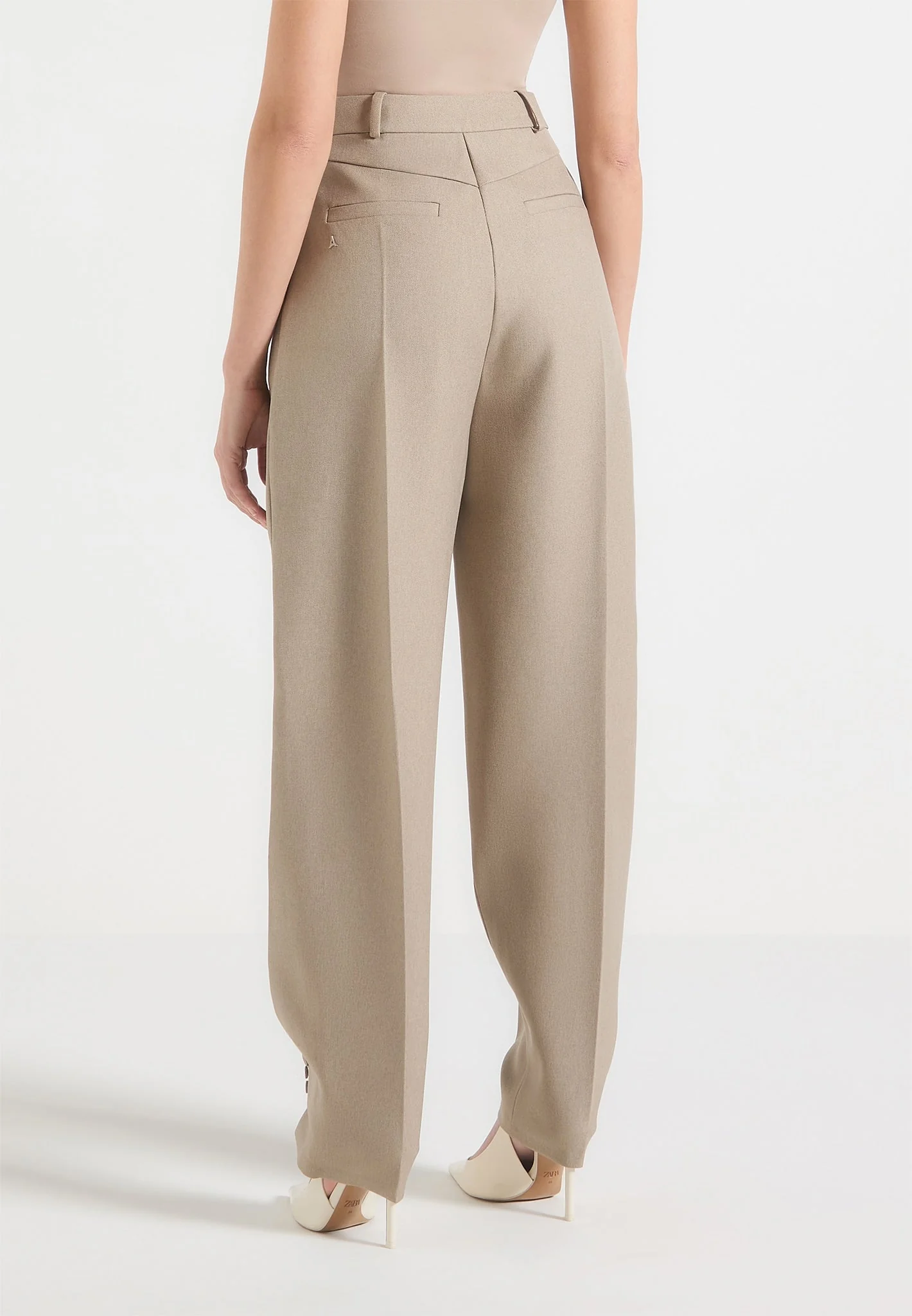 Sophie - Twist Leg Tailored Trousers - Taupe - Image 4