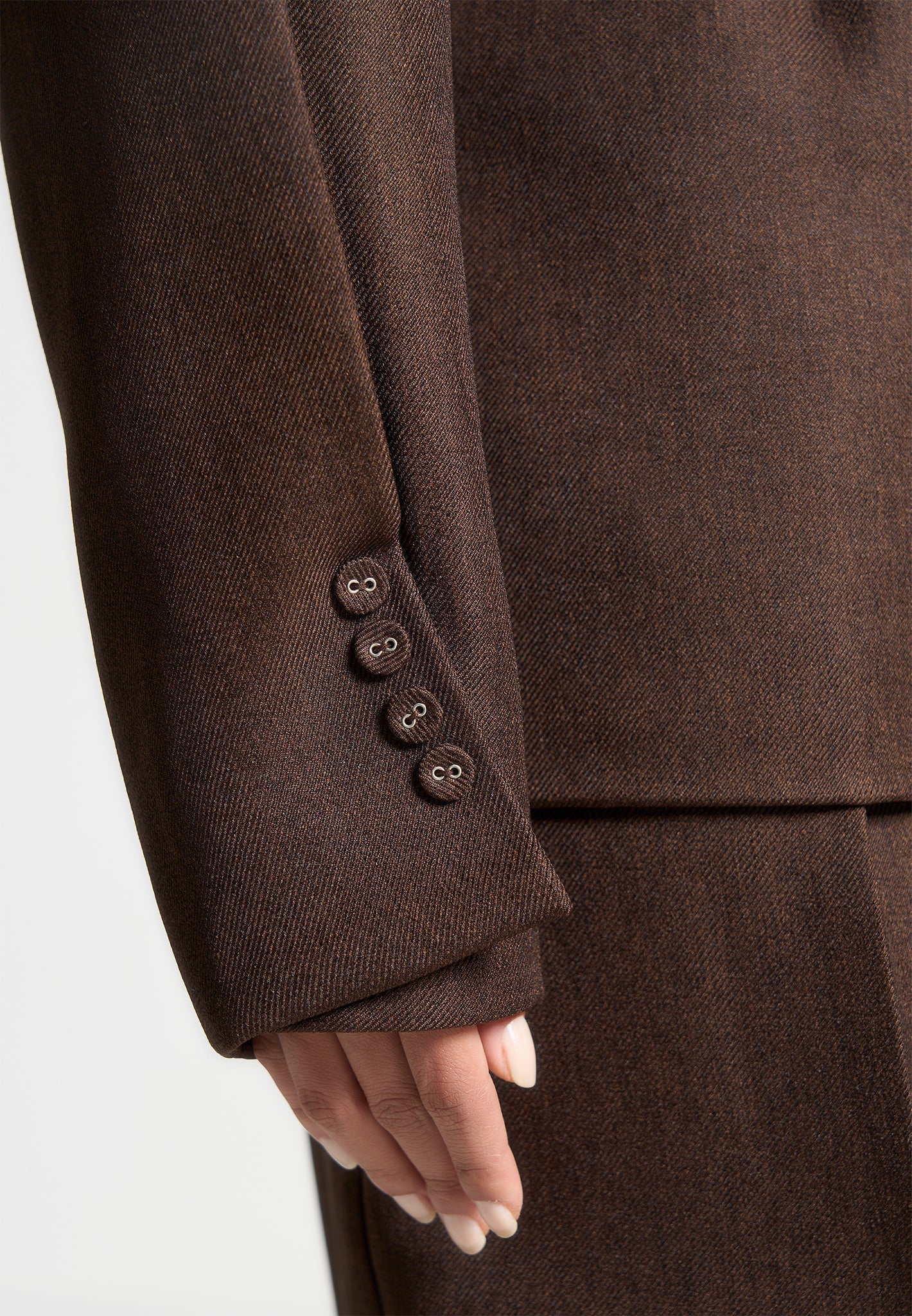 Marie - Twist Sleeve Tailored Blazer with Belt - Brown - Image 7