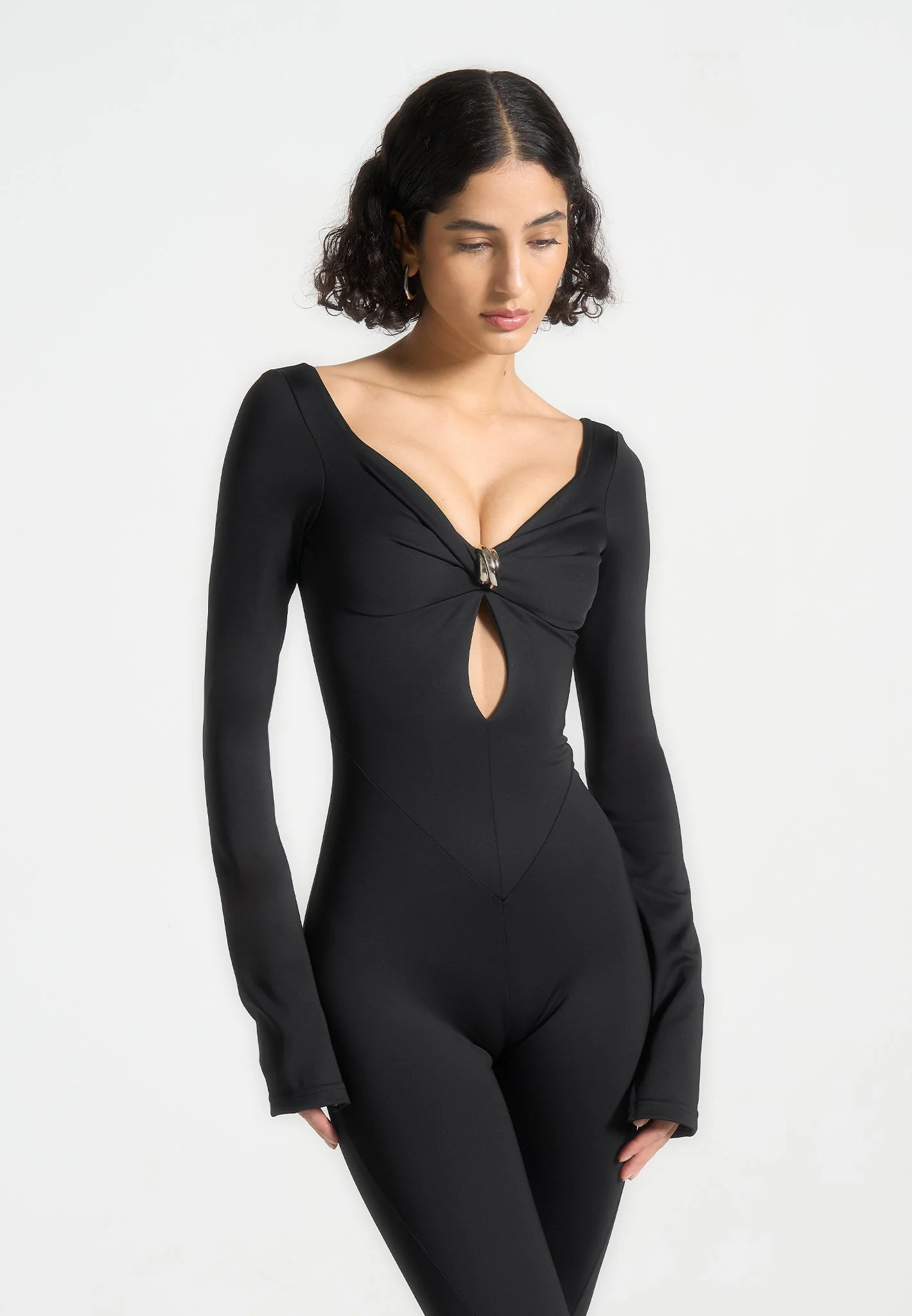Twisted Bust Off Shoulder Jumpsuit - Black - Image 5