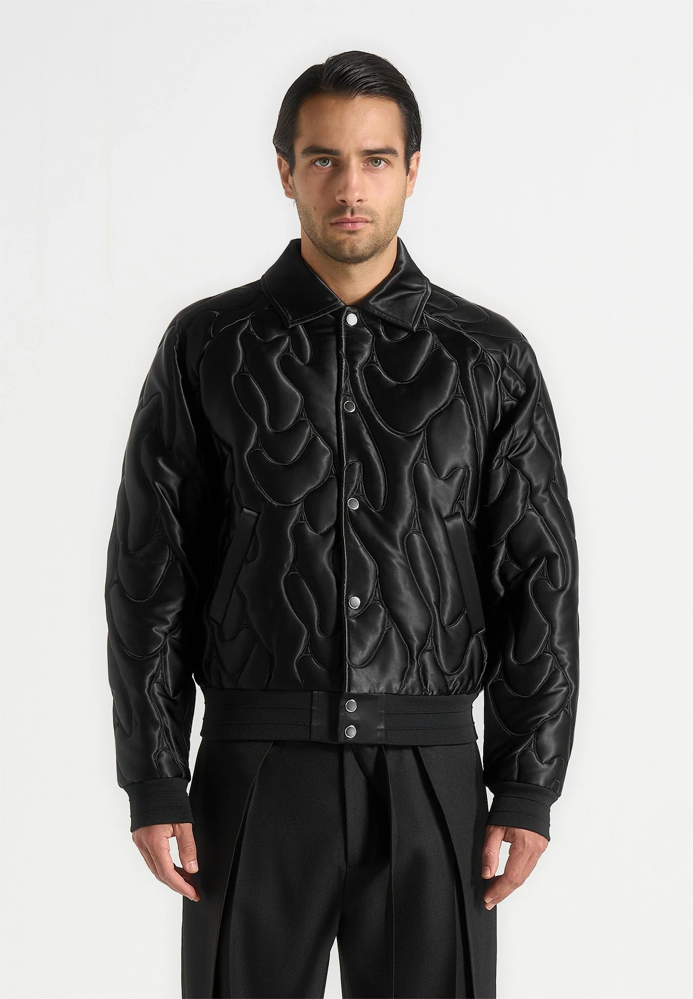 Ugo - Satin Embroidered Jacket - Black