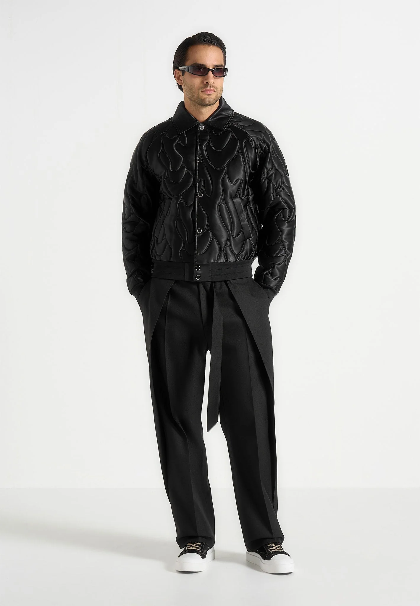 Ugo - Satin Embroidered Jacket - Black - Image 2