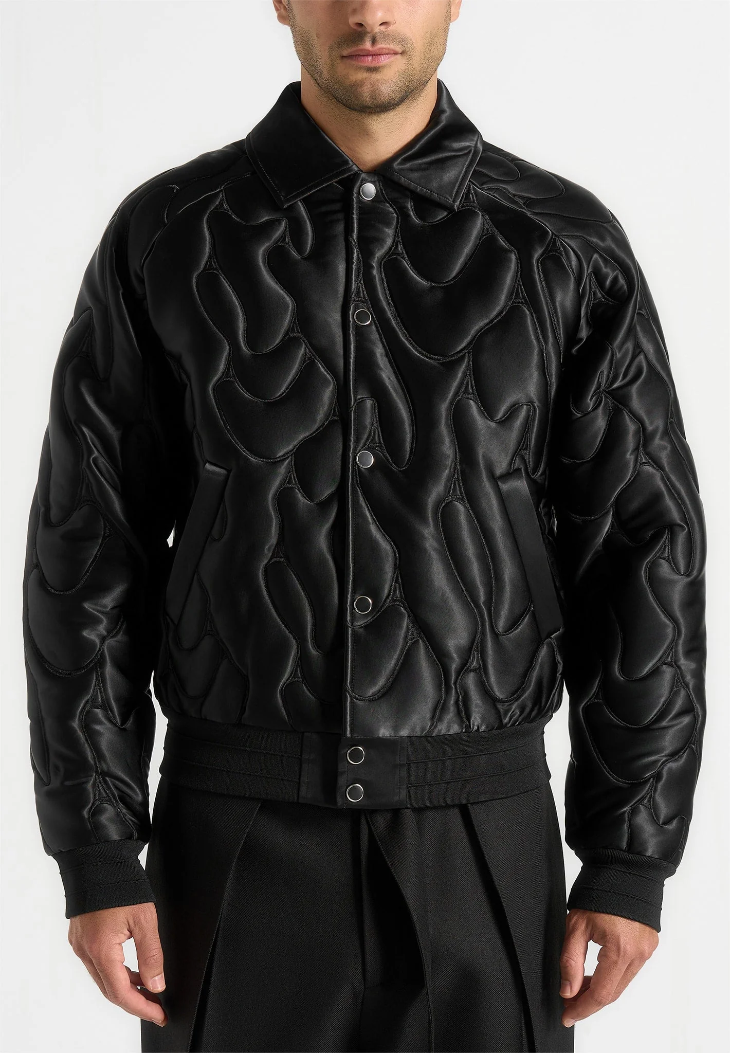 Ugo - Satin Embroidered Jacket - Black - Image 3
