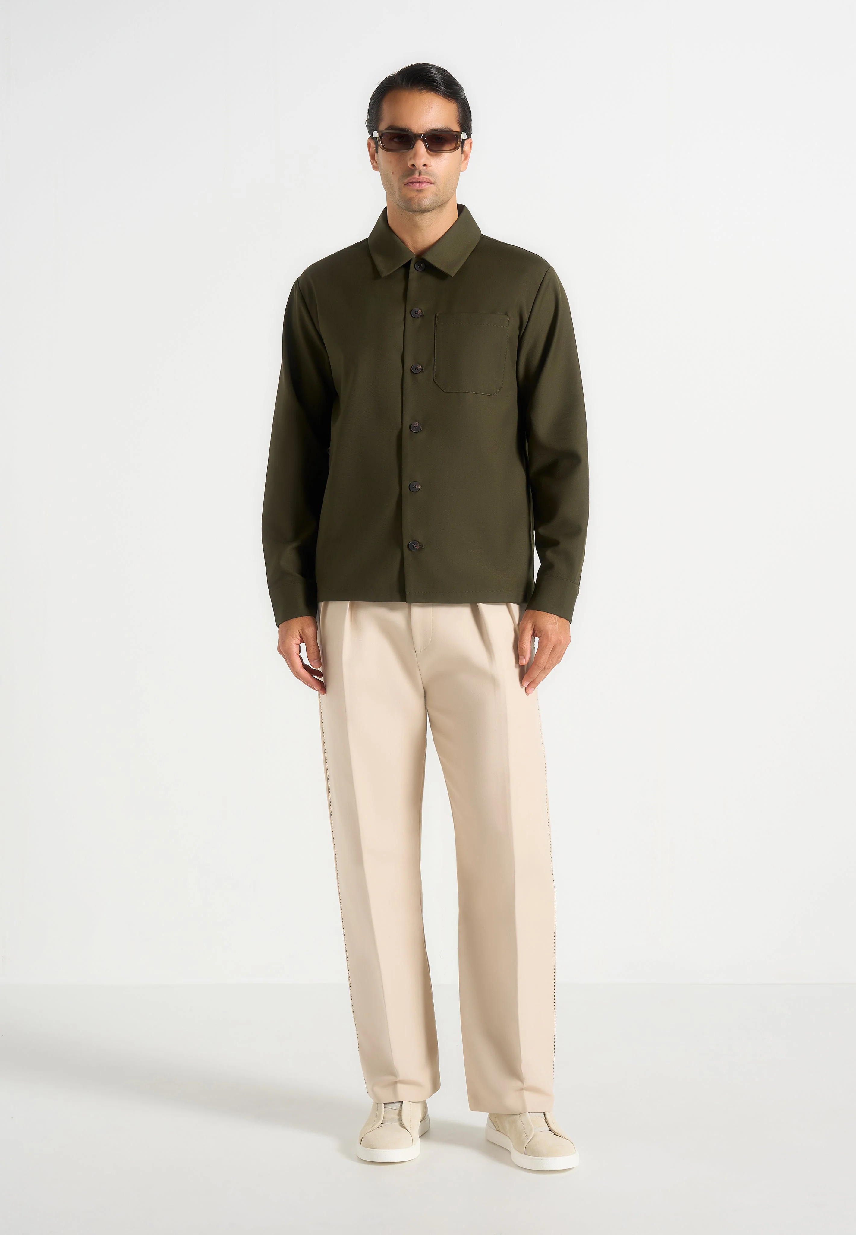 Valentin - Classic Long Sleeve Shirt - Olive - Image 4