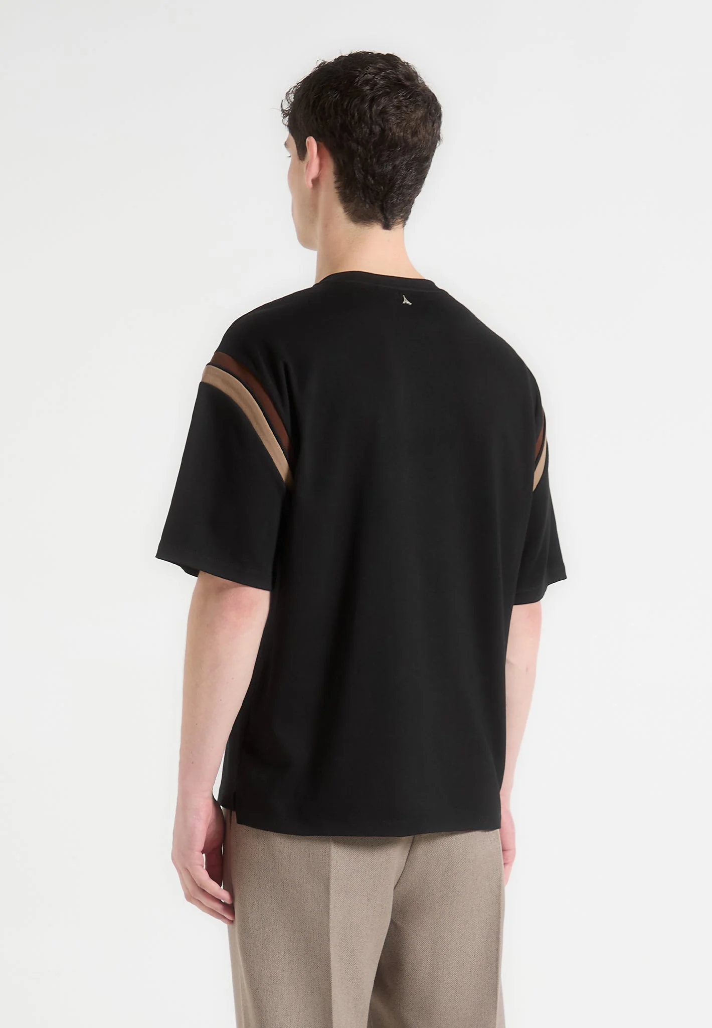 Georges - Varsity Cotton T-Shirt - Black/Taupe - Image 4
