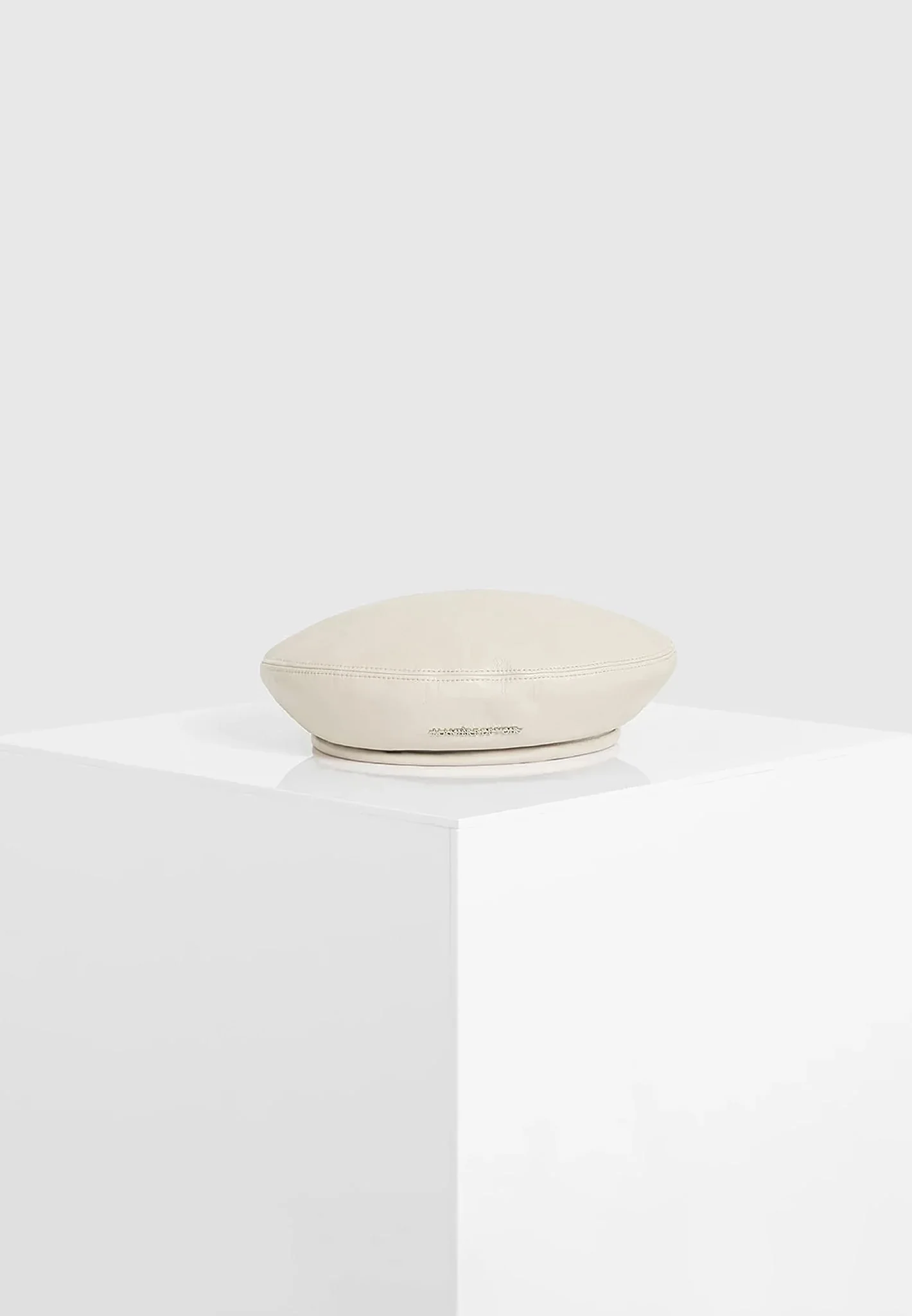 Anya - Leather Beret - Beige - Image 2
