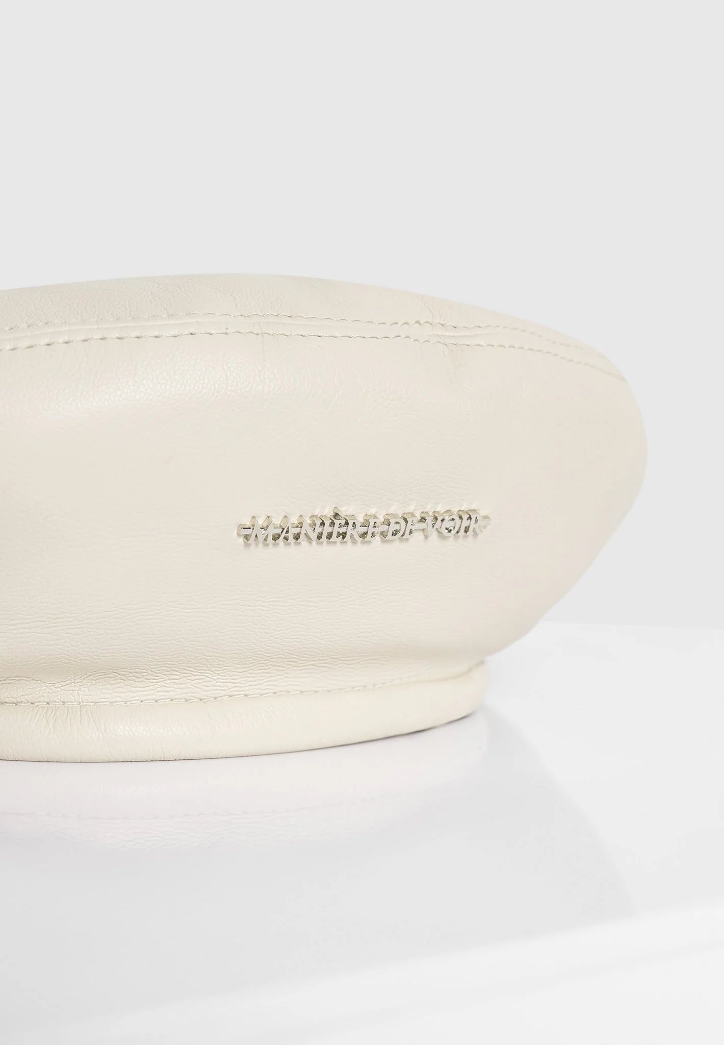 Anya - Leather Beret - Beige - Image 3
