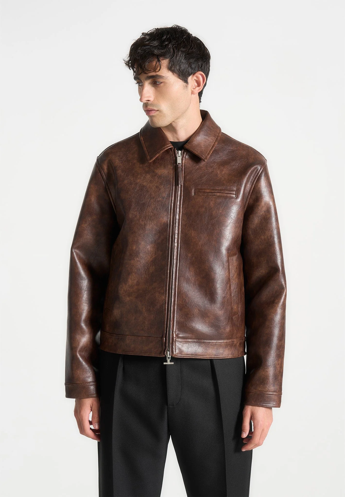 Laurent - Vintage Leather Jacket - Brown - Image 3