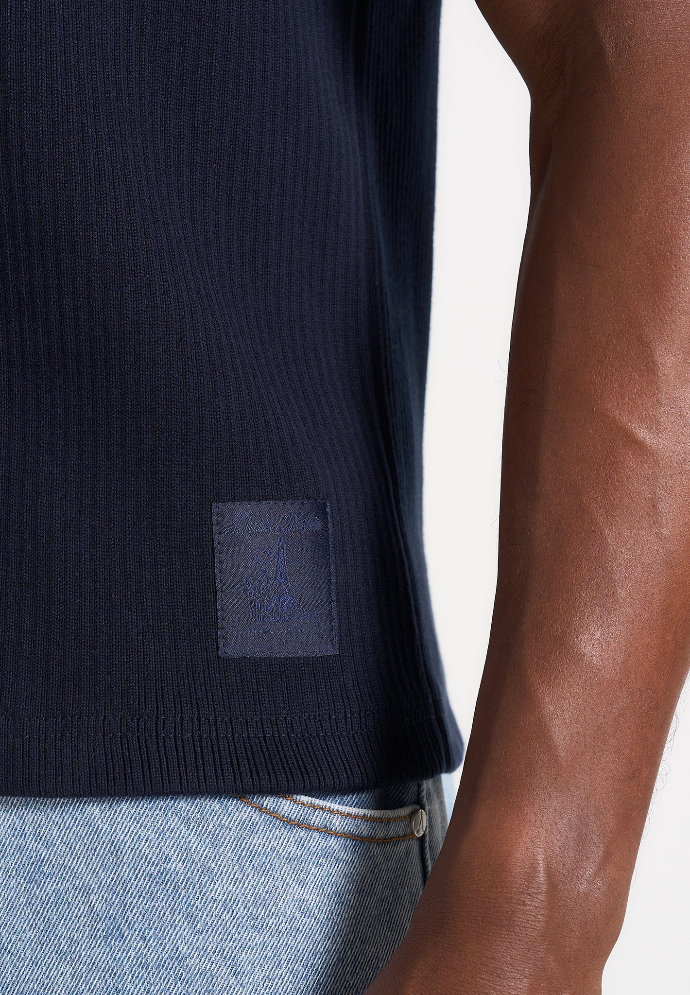 VS001 - Ribbed Cotton Tank Top - Navy - Image 3