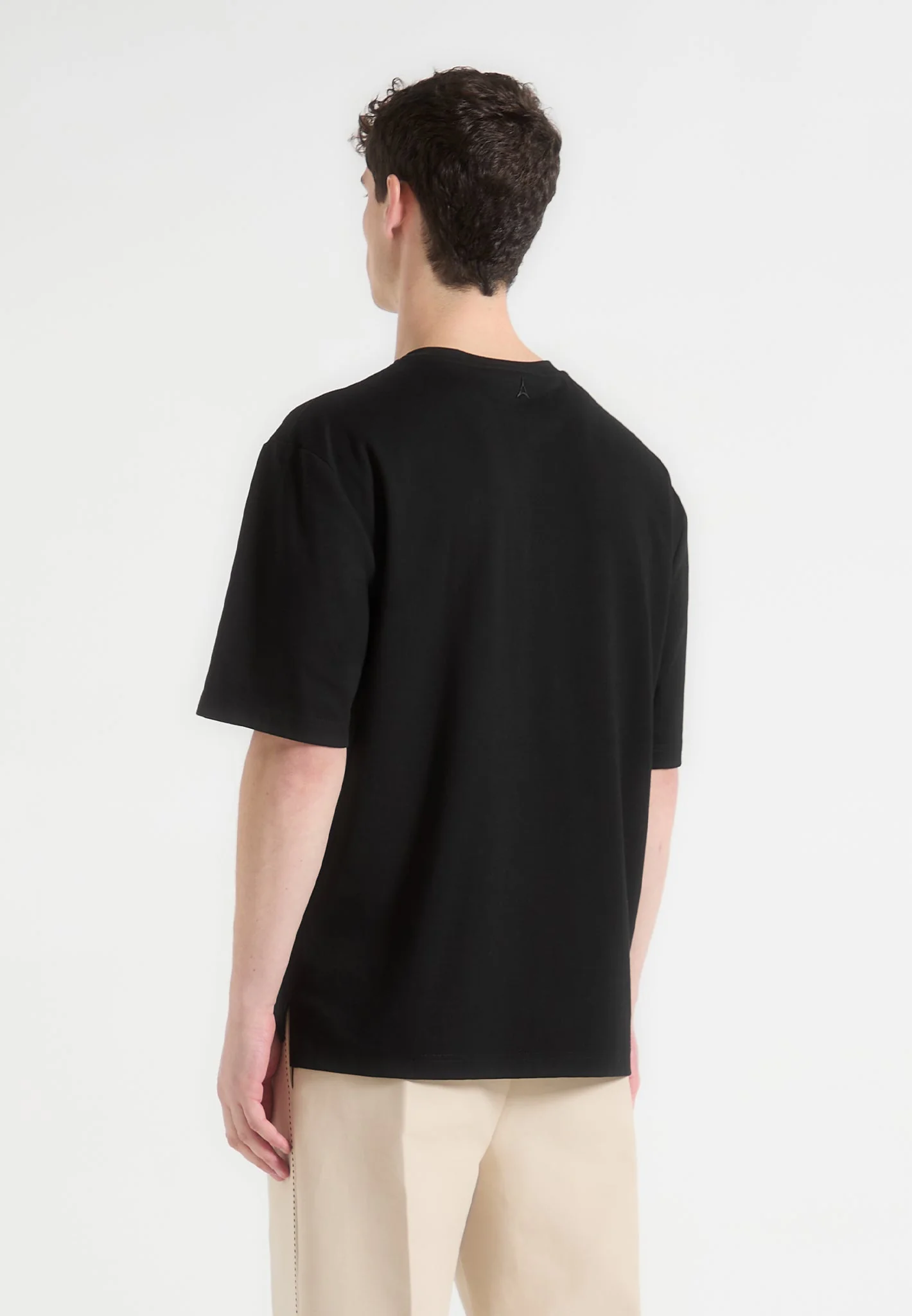 Whipstitch Pocket Cotton T-Shirt - Black - Image 4