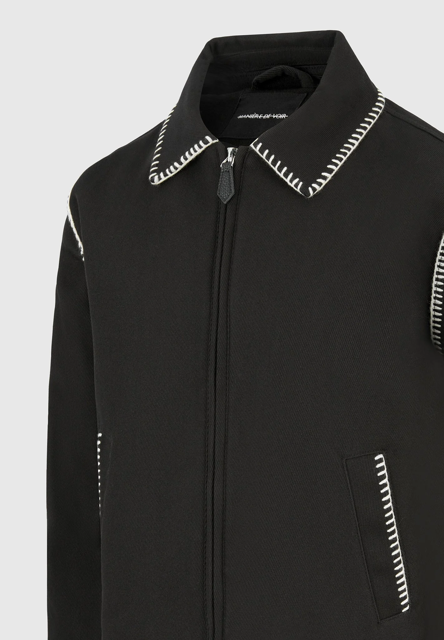Alex - Whipstitch Twill Boxy Jacket - Black - Image 6