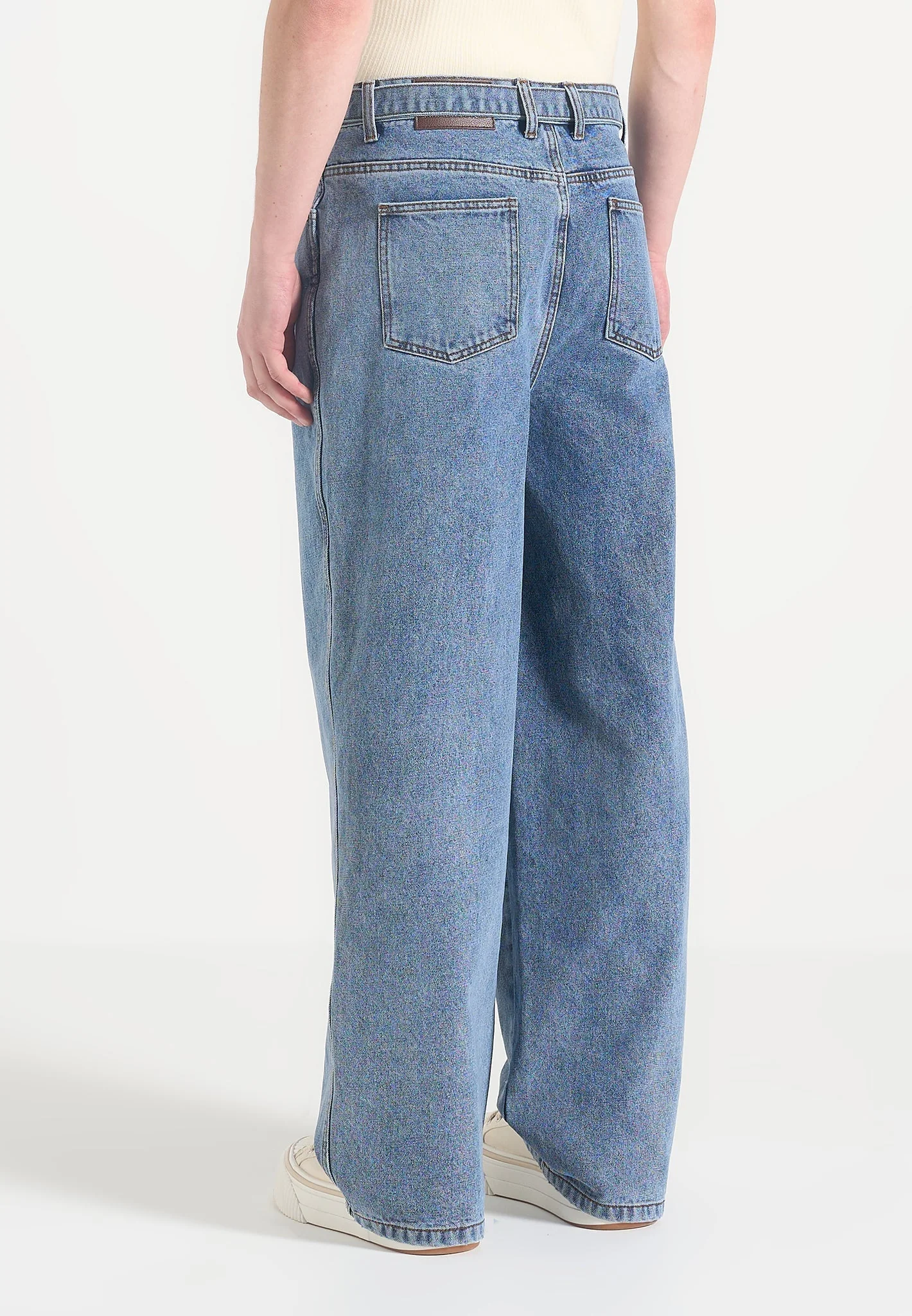 Adam - Wide Leg Belted Denim Jeans - Blue Wash - Image 5
