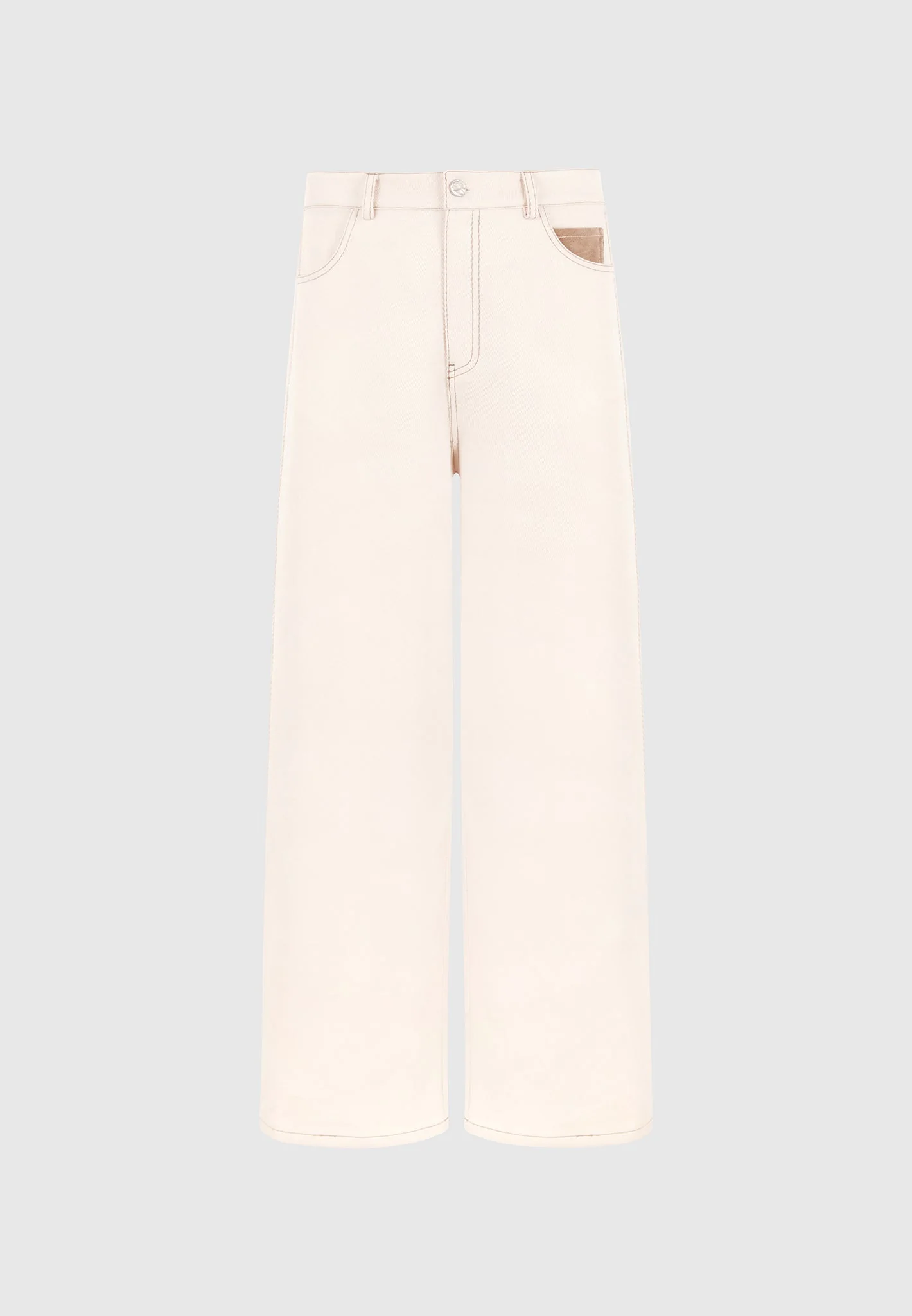 Lazare - Wide Leg Twill Jeans - Cream - Image 7