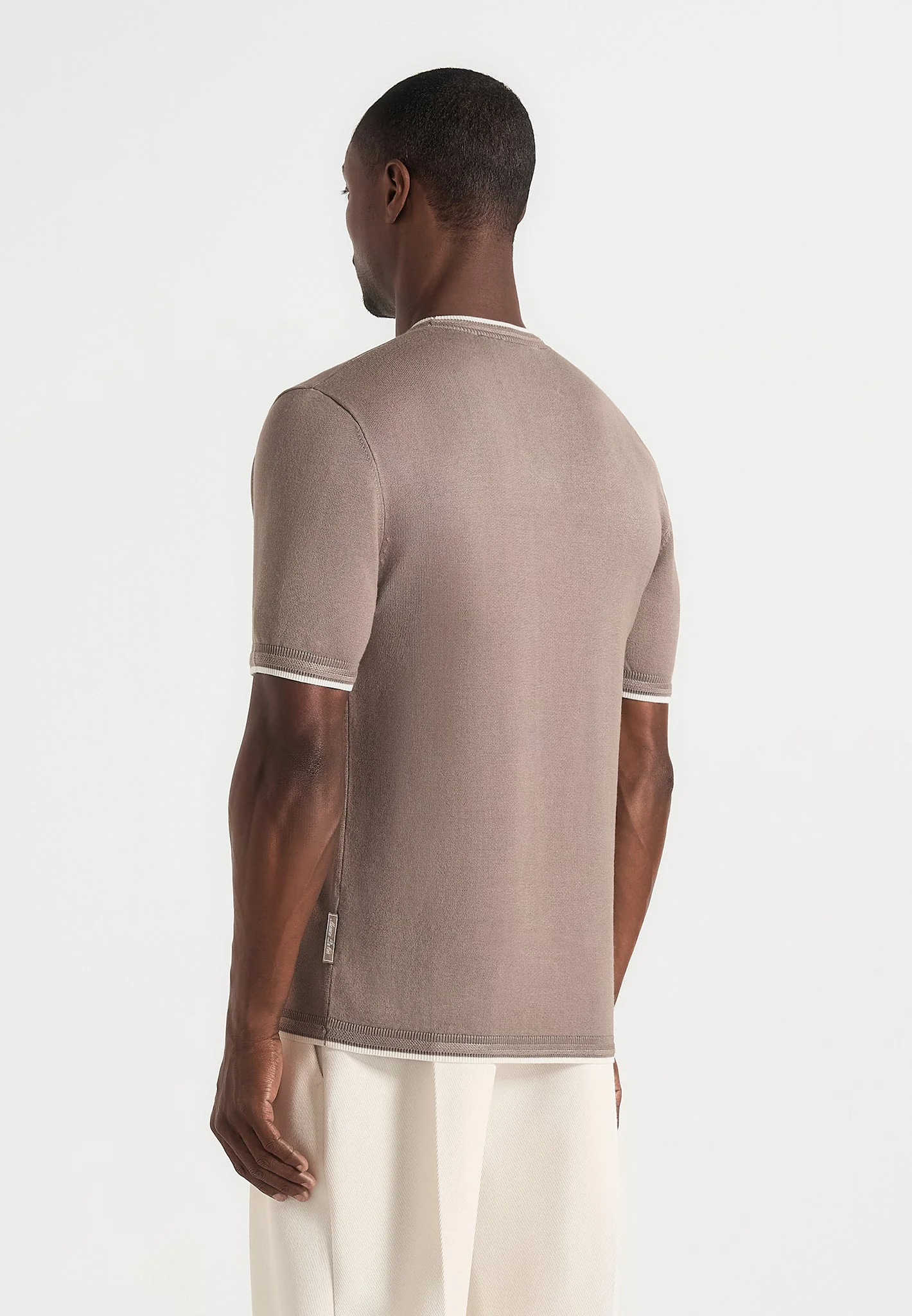 Wyatt - Contrast Knit T-Shirt - Mushroom - Image 5