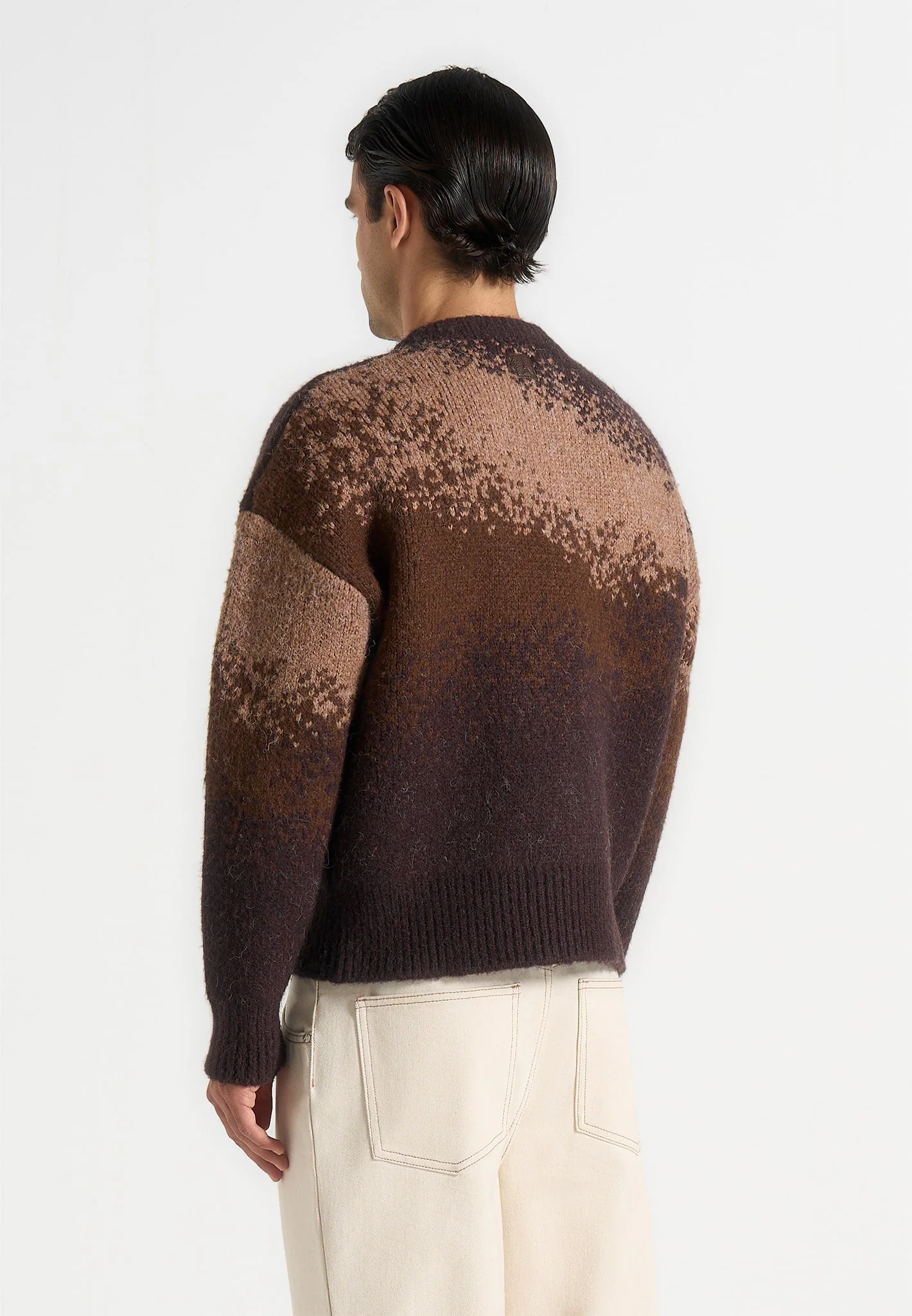 Yani - Ombre Wool Crewneck Sweater - Brown - Image 4