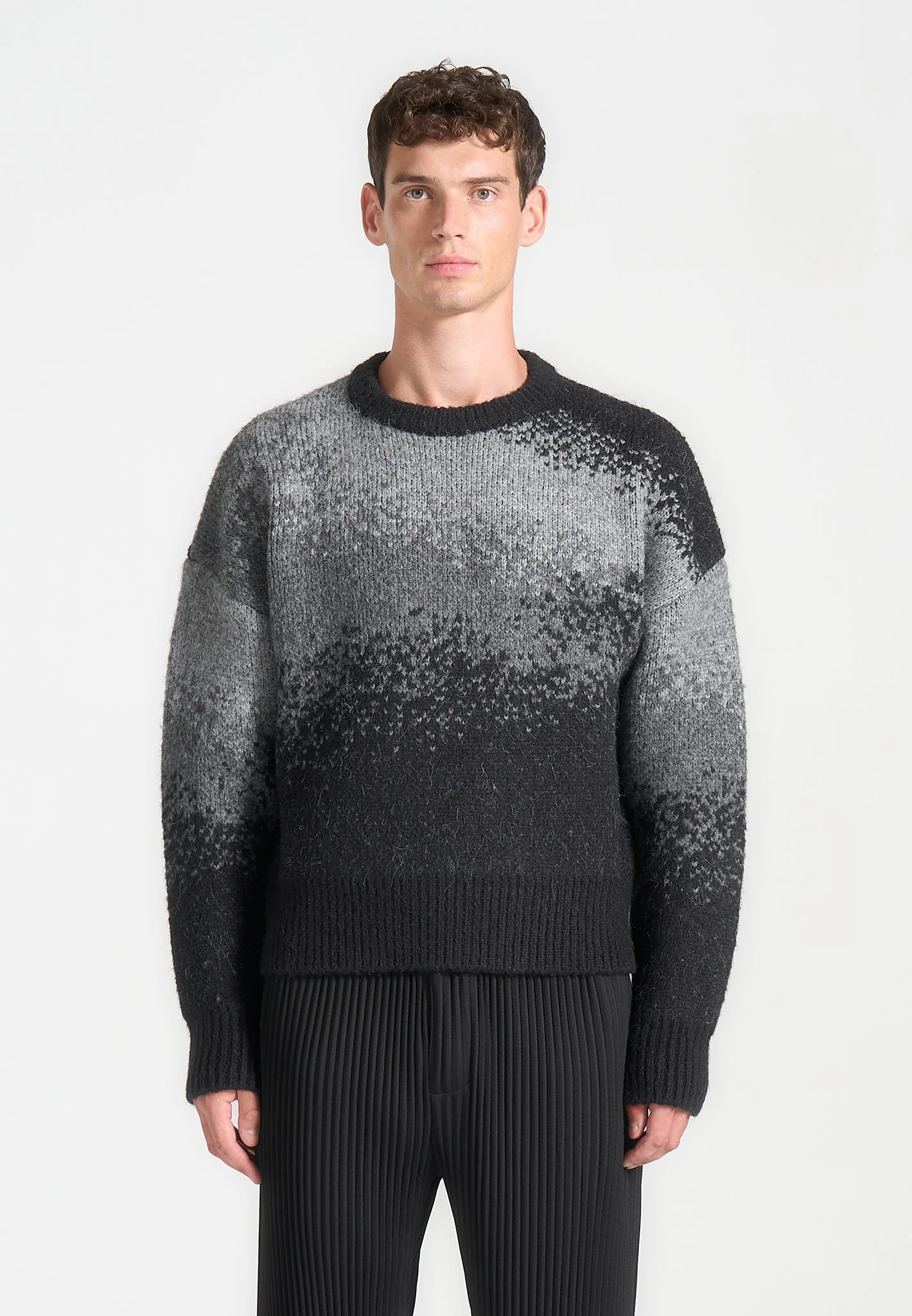 Yani - Ombre Wool Crewneck Sweater - Grey - Image 3