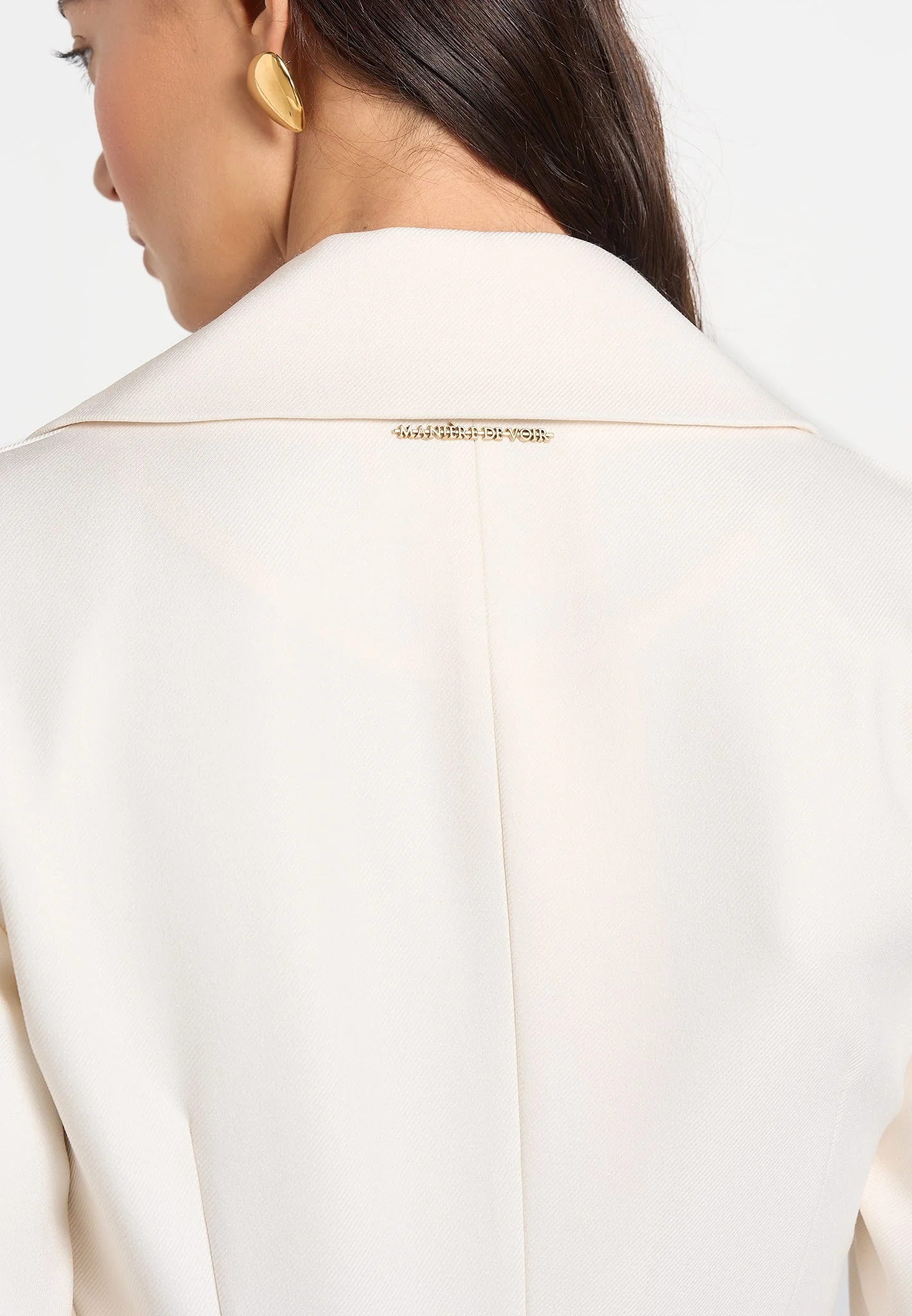 Yuna - Plunge Tailored Blazer With Belt - Off White - Image 3