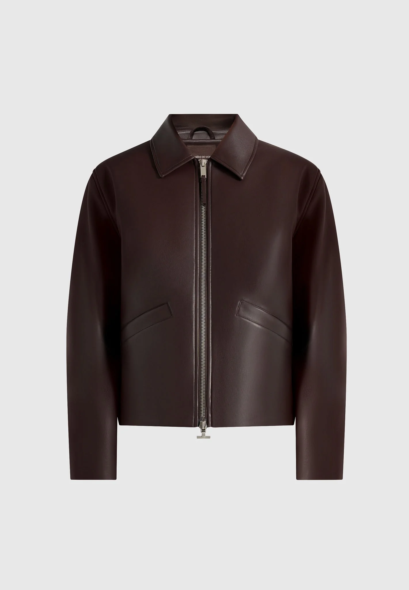 Yves - Minimal Leather Jacket - Brown - Image 6