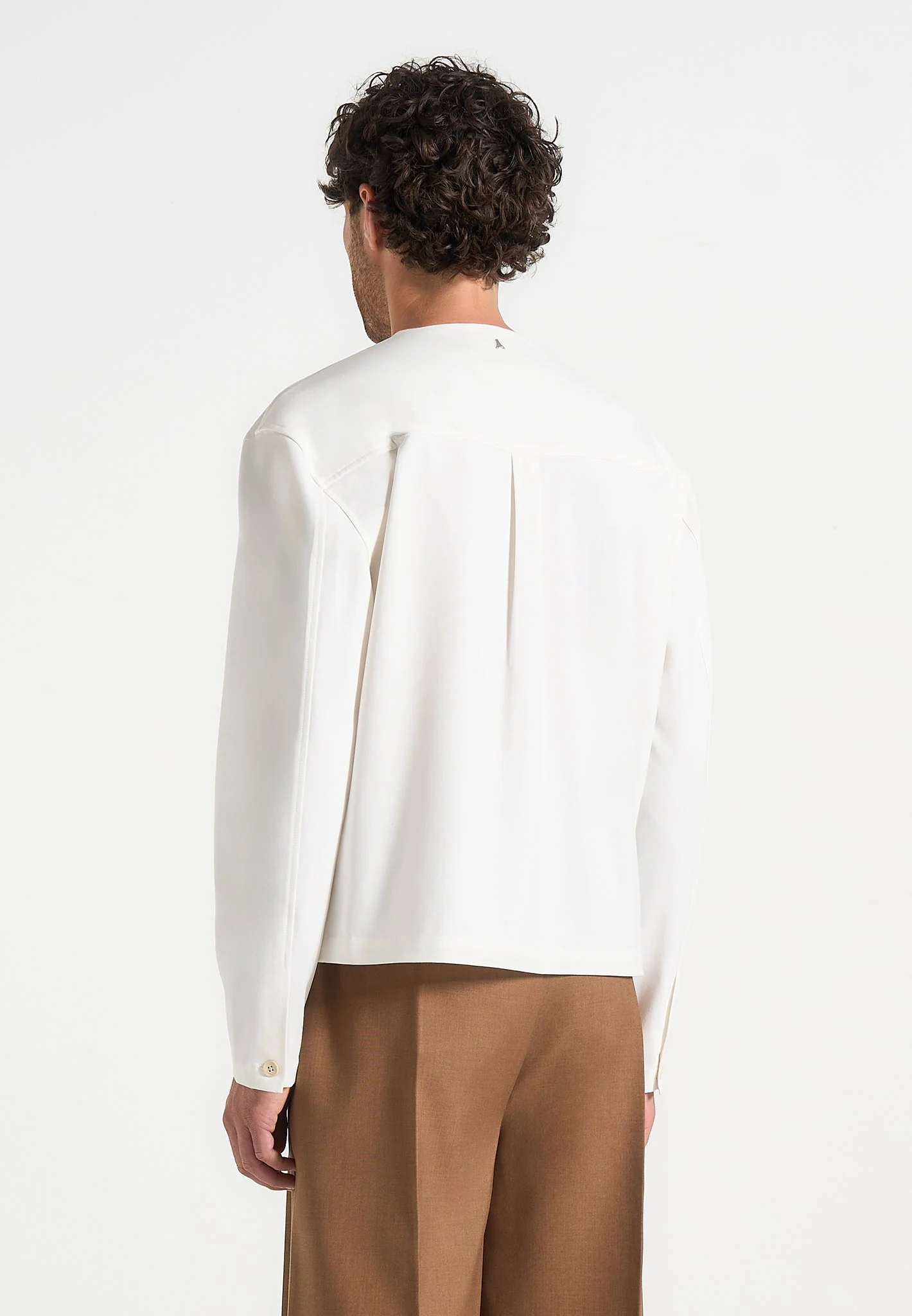 Zac - Boxy V-Neck Long Sleeve Shirt - Off White - Image 4